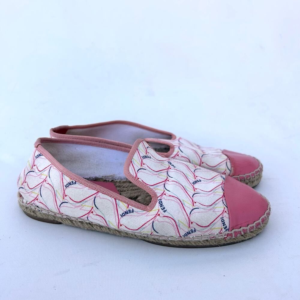 Fendi Kids Pink Patterned Espadrille Slip-Ons